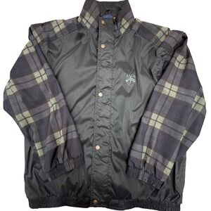 Sunice Vintage Golf Jacket Mens Black Plaid Windbreaker Made in Canada Lined